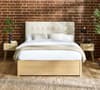 Jackson Oak and Natural Velvet and Wooden Ottoman Storage Bed