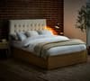 Jackson Oak and Natural Velvet and Wooden Ottoman Storage Bed