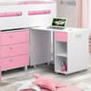 Kimbo Pink and White Wooden Kids Mid Sleeper Sleep Station Desk Cabin Storage Bed Frame - 3ft Single