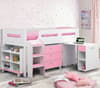 Kimbo Pink and White Mid Sleeper Cabin Bed