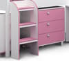 Kimbo Pink and White Wooden Kids Mid Sleeper Sleep Station Desk Cabin Storage Bed Frame - 3ft Single