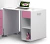 Kimbo Pink and White Wooden Kids Mid Sleeper Sleep Station Desk Cabin Storage Bed Frame - 3ft Single