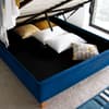 Kingham Blue Velvet Fabric Ottoman Storage Bed