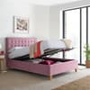 Kingham Pink Velvet Fabric Ottoman Storage Bed