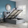Kingston Grey Velvet Fabric Ottoman Storage Bed