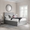 Kingston Grey Velvet Fabric Ottoman Storage Bed