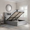 Kingston Grey Velvet Fabric Ottoman Storage Bed