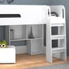 Kudl White Mid Sleeper & Desk, Bookcase & Toybox