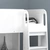 Kudl White Mid Sleeper & Desk, Bookcase & Toybox