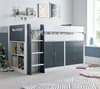 Lacy Grey and White Wooden Storage Midsleeper Bed