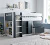 Lacy Grey and White Wooden Storage Midsleeper Bed