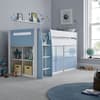 Lacy White and Blue Wooden Storage Midsleeper Bed