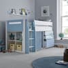 Lacy White and Blue Wooden Storage Midsleeper Bed