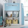 Lacy White and Blue Wooden Storage Midsleeper Bed