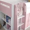Lacy White and Pink Wooden Storage Midsleeper Bed