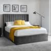 Langham Grey Velvet Ottoman Storage Bed