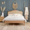 Leonie Rattan Oak Wooden Bed Frame