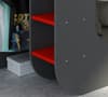 PodBed Grey and Red Gaming High Sleeper with Grey Sofa - EU Small Double