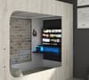 PodBed Wheat Gaming High Sleeper with Grey Sofa