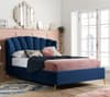 Lottie Blue Fabric Winged Ottoman Bed Frame