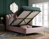 Lottie Pink Fabric Winged Ottoman Bed Frame
