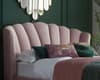 Lottie Pink Fabric Winged Ottoman Bed Frame