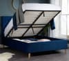 Loxley Blue Velvet Fabric Ottoman Storage Bed Frame - 5ft King Size