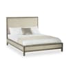 Lucie Ivory and Light Oak Fabric and Wooden Bed