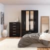 Lynx 2 Door Sliding Mirrored Wardrobe Black