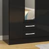 Lynx 3 Door Combination Mirrored Wardrobe Black