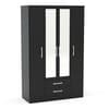 Lynx 4 Door Combination Mirrored Wardrobe Black