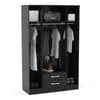 Lynx 4 Door Combination Mirrored Wardrobe Black