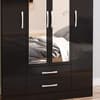 Lynx 4 Door Combination Mirrored Wardrobe Black