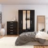 Lynx 3 Door Combination Mirrored Wardrobe Walnut and Black