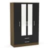 Lynx 4 Door Combination Mirrored Wardrobe Walnut and Black