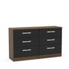 Lynx 6 Drawer Chest Walnut and Black