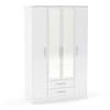 Lynx 4 Door Combination Mirrored Wardrobe White