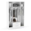 Lynx 4 Door Combination Mirrored Wardrobe White