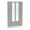 Lynx White and Grey 4 Door 2 Drawer Wardrobe with Mirror