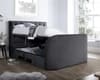 Lyon Charcoal Grey Velvet Fabric Ottoman Electric Media TV Bed
