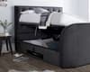 Lyon Charcoal Grey Velvet Fabric Ottoman Electric Media TV Bed