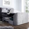 Lyon Silver Velvet Fabric Ottoman Electric Media TV Bed