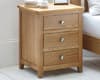 Mallory Oak Wooden 3 Drawer Bedside Table