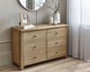 Memphis Limed Oak Wide 6 Drawer Chest of Drawers