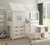 Midi White Wooden Playhouse Kids Bed with Desk and Chest