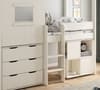 Midi White Wooden Playhouse Kids Bed with Desk and Chest