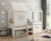 Mini White Wooden Storage Playhouse Kids Bed