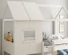 Mini White Wooden Playhouse Kids Bed