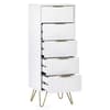 Murano White 5 Drawer Tall Chest