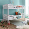 American White Finish Solid Pine Wooden Bunk Bed